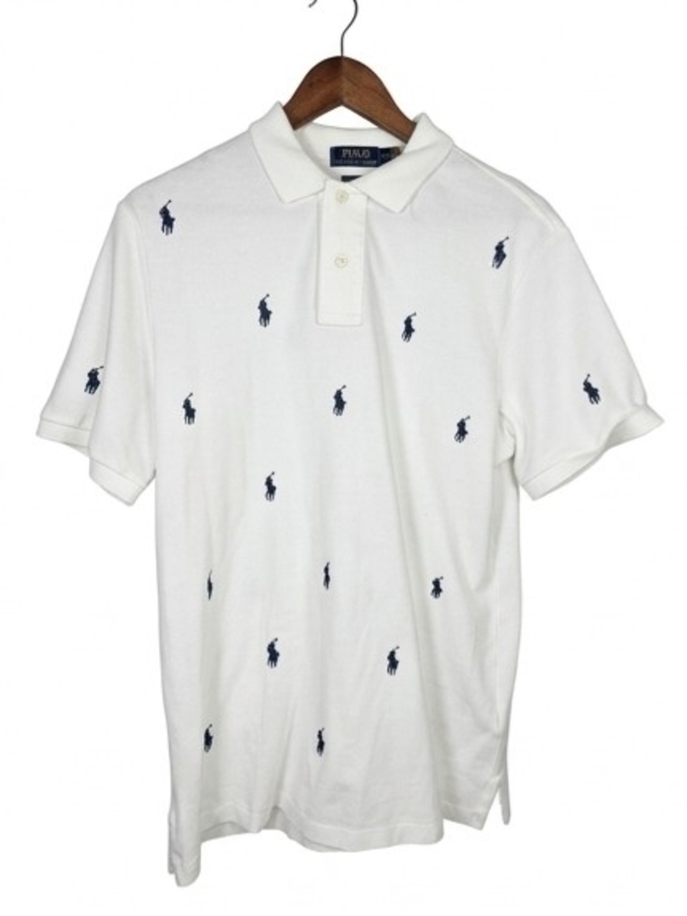 Ralph Lauren White Polo with Navy Embroidered Logos *One Of A Kind*
